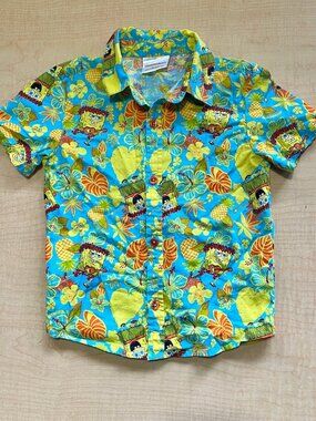 Nickelodeon Spongebob Hawaiian Button Up Short Sleeve Shirt Toddler Boys 4T